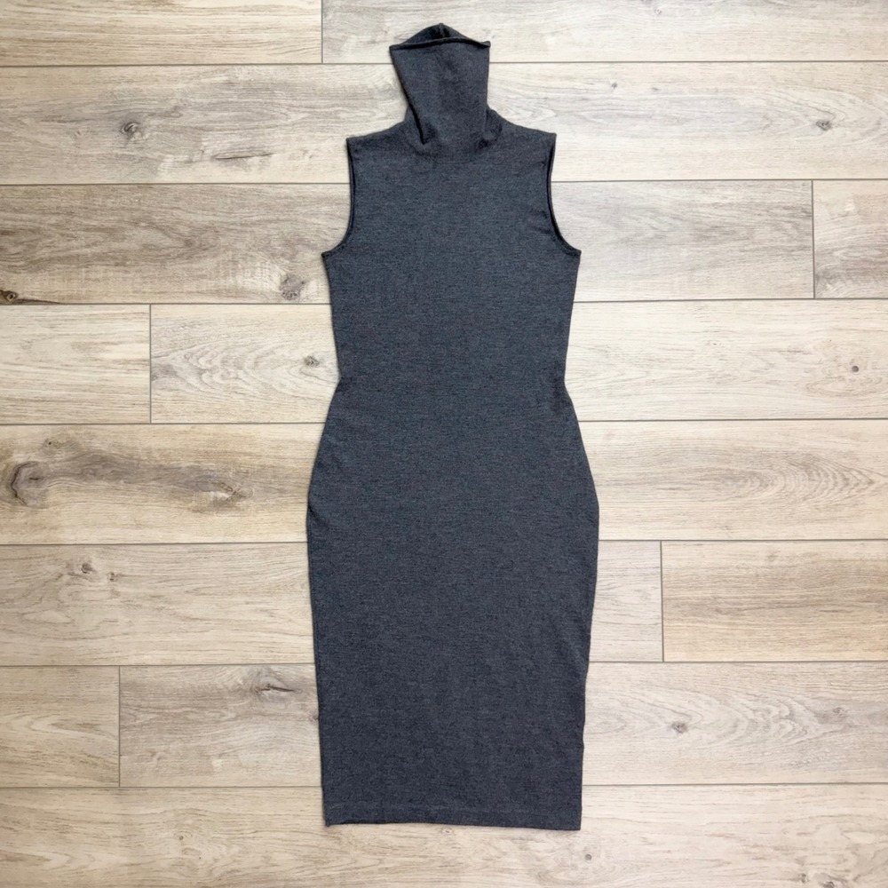 Ralph Lauren Purple Grey Cashmere Blend Sleeveless Turtleneck Midi Dress Size S